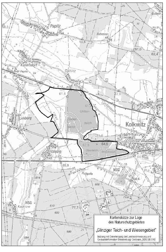 Das Naturschutzgebiet Glinziger Teich- und Wiesengebiet hat eine Größe von rund 257 Hektar. Es liegt im Landkreis Spree-Neiße im Bereich der Gemeinde Kolkwitz und umfasst Teile der Gemarkung Kolkwitz, Glinzig und Limberg.