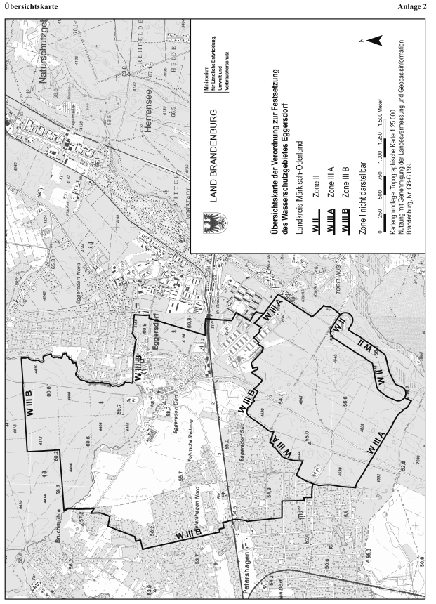 Übersichtskarte der Verordnung zur Festsetzung des Wasserschutzgebietes Eggersdorf