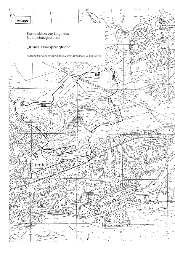 Kartenskizze zur Lage des Naturschutzgebietes "Kindelsee-Springluch"