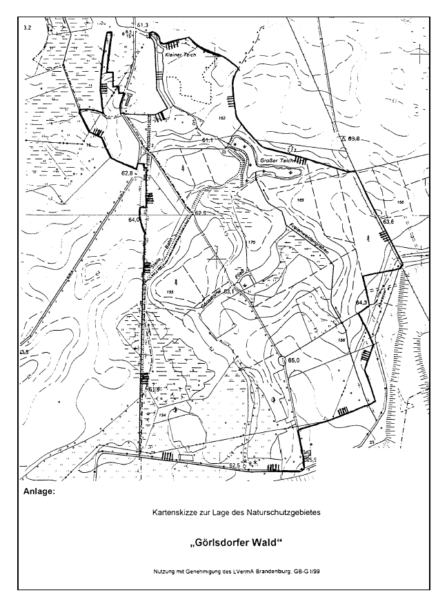 Kartenskizze zur Lage des Naturschutzgebietes "Görlsdorfer Wald"