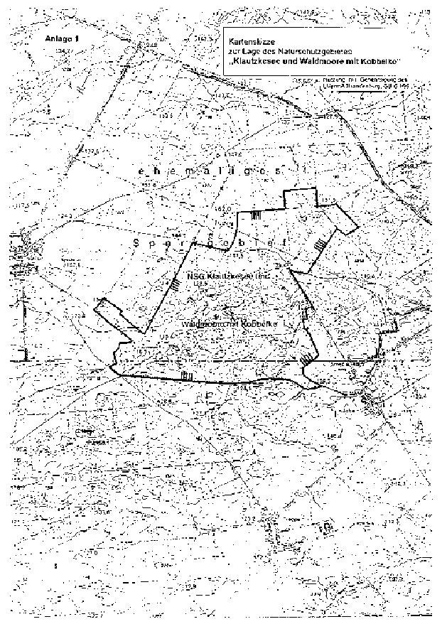 Kartenskizze zur Lage des Naturschutzgebietes "Klautzkesee und Waldmoore mit Kobbelke"