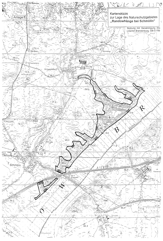 Kartenskizze zur Lage des Naturschutzgebietes "Randowhänge bei Schmölln"