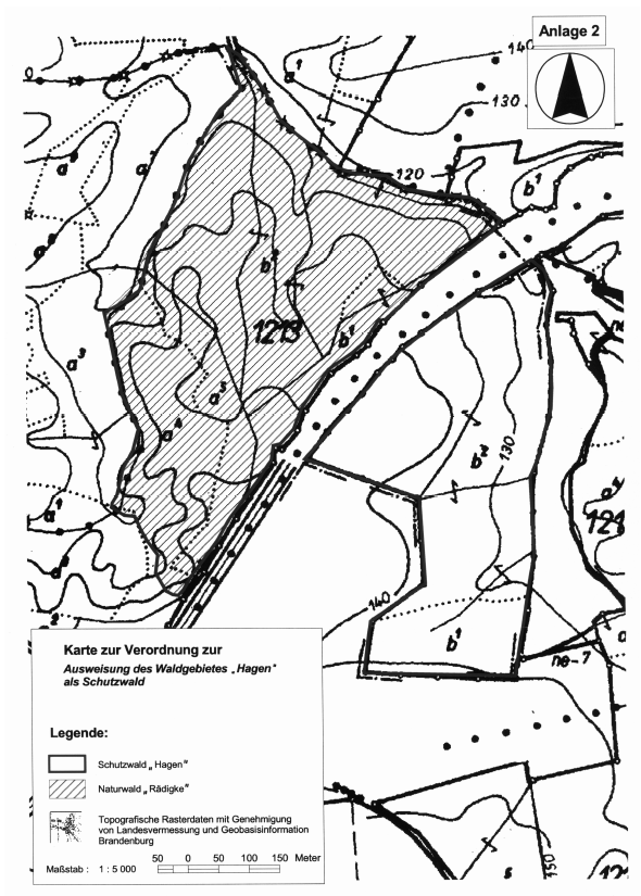 Anlage 3: Karte zur Verordnung zur Ausweisung des Waldgebietes "Hagen" als Schutzwald