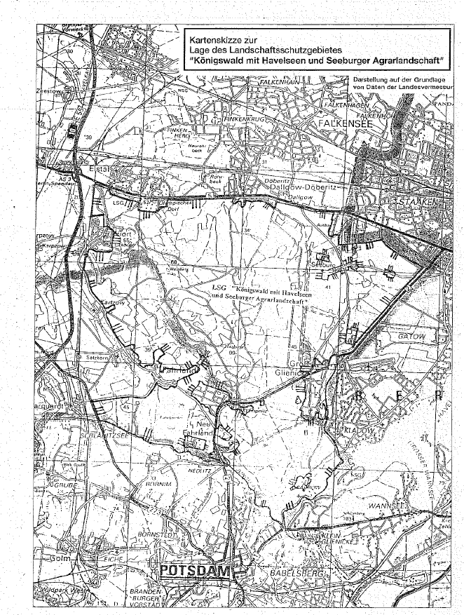 Anlage 1 - Kartenskizze zur Lage des Landschaftschutzgebietes "Königswald mit Havelseen und Seeburger Agrarlandschaft" 