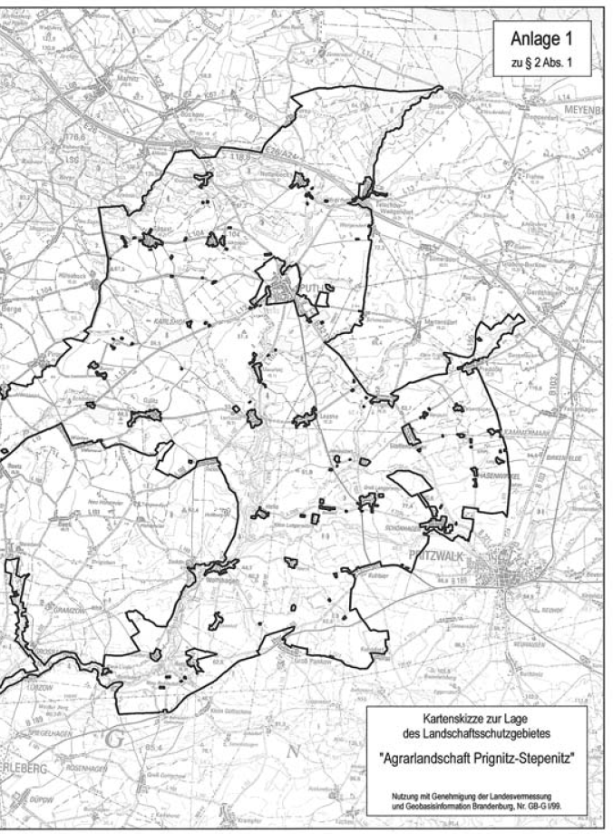 Kartenskizze zur Lage des Landschaftsschutzgebietes "Agrarlandschaft Prignitz-Stepenitz" - Seite 2 -