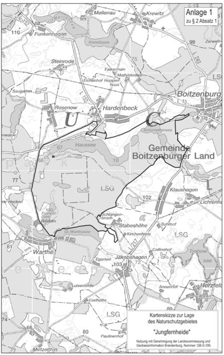 Kartenskizze zur Lage des Naturschutzgebietes "Jungfernheide"