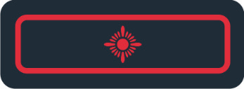 Abzeichen auf blauem Untergrund mit einem roten Stern zentriert, mit eingerückter roter Umrahmung