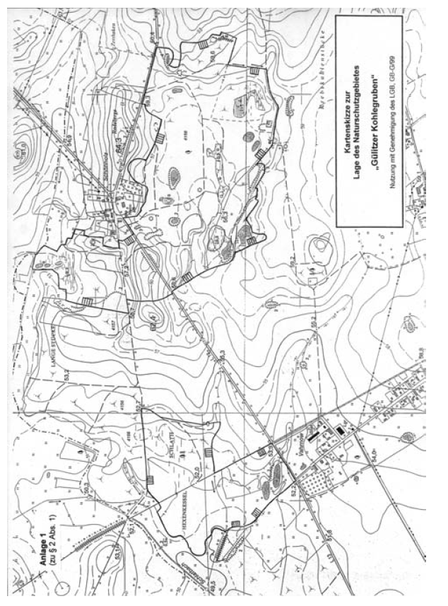 Kartenskizze zur Lage des Naturschutzgebietes "Gülitzer Kohlegruben"