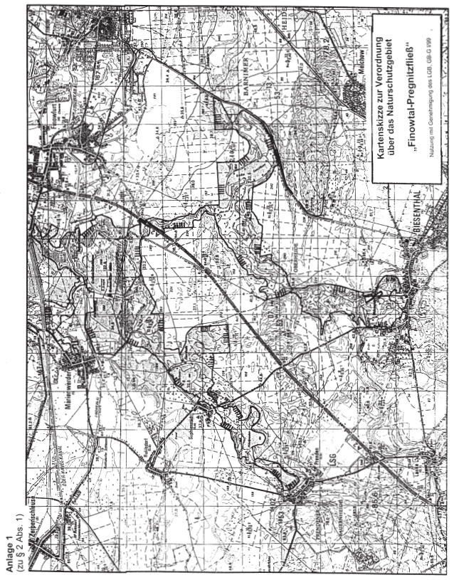 Kartenskizze zur Verordnung über das Naturschutzgebiet „Finowtal-Pregnitzfließ“