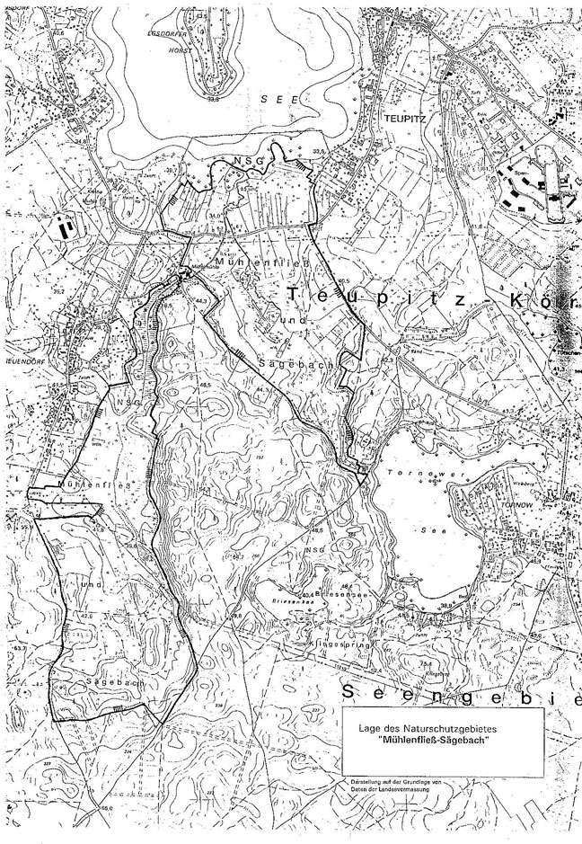 Lage des Naturschutzgebietes "Mühlenfließ-Sägebach"
