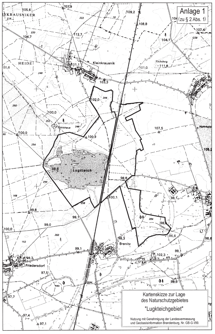 Kartenskizze zur Lage des Naturschutzgebietes "Lugkteichgebiet"