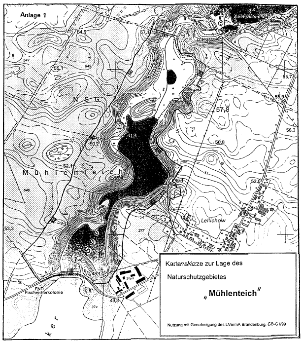 Kartenskizze zur Lage des Naturschutzgebietes "Mühlenteich"