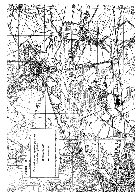 Kartenskizze zur Lage des geplanten Naturschutzgebietes "Mittlere Havel"