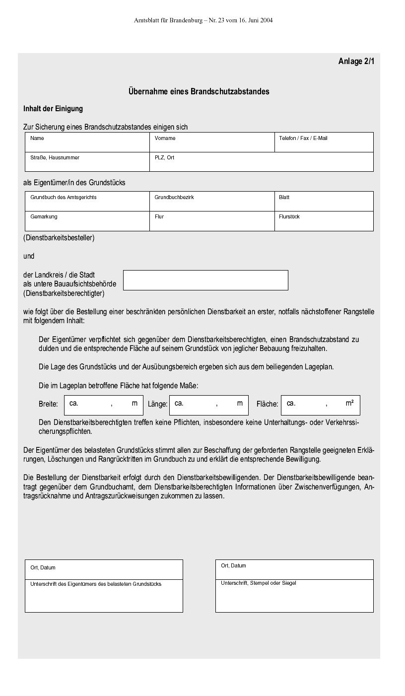 Archiv Rechtliche Sicherung Durch Beschrankte Personliche Dienstbarkeiten 65 Der Brandenburgischen Bauordnung Dienstbarkeitenerlass