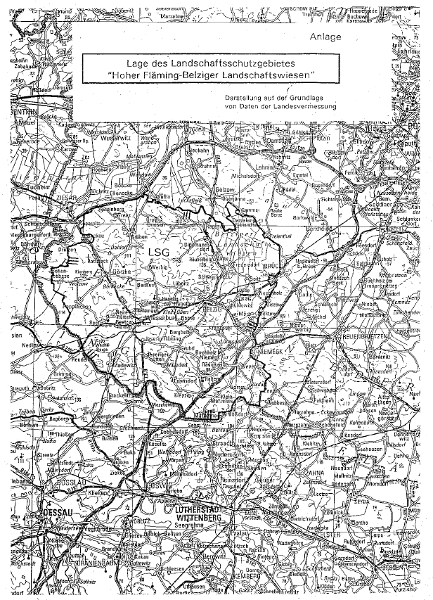 Lage des Landschaftsschutzgebietes "Hohler Fläming-Belziger Landschaftswiesen"