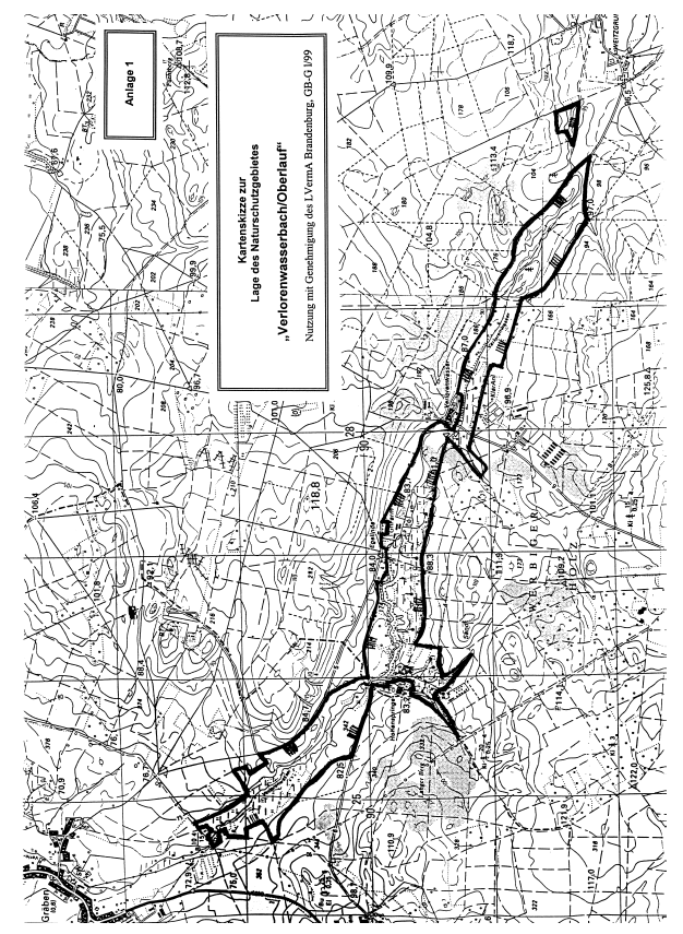 Kartenskizze zur Lage des Naturschutzgebietes "Verlorenwasserbach/Oberlauf"