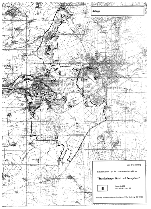 Kartenskizze zur Lage des Landschaftsschutzgebietes "Brandenburger Wald- und Seengebiet" Kartenskizze zur Lage des Landschaftsschutzgebietes "Brandenburger Wald- und Seengebiet"