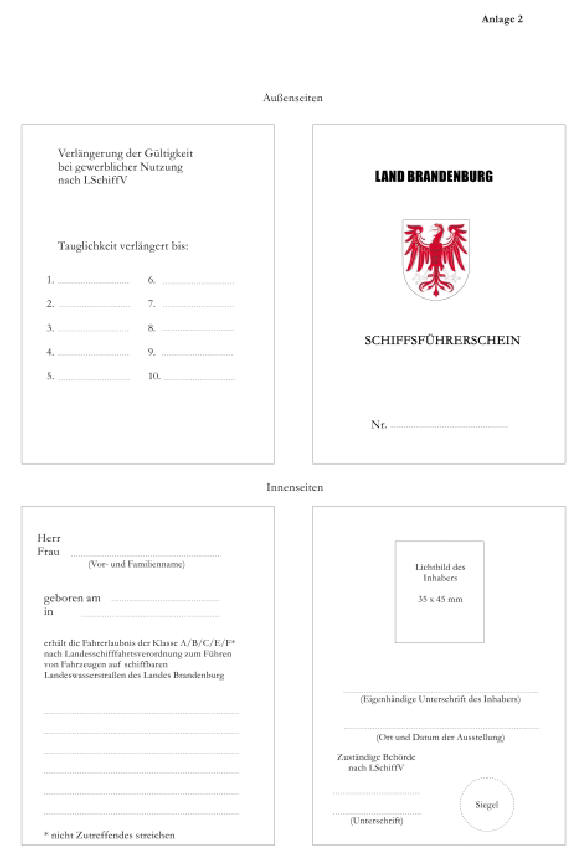 Schiffsführerschein Außen- und Innenseiten