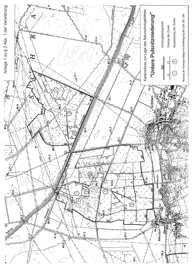 Kartenskizze zur Lage des Naturschutzgebietes "Untere Pulsnitzniederung"
