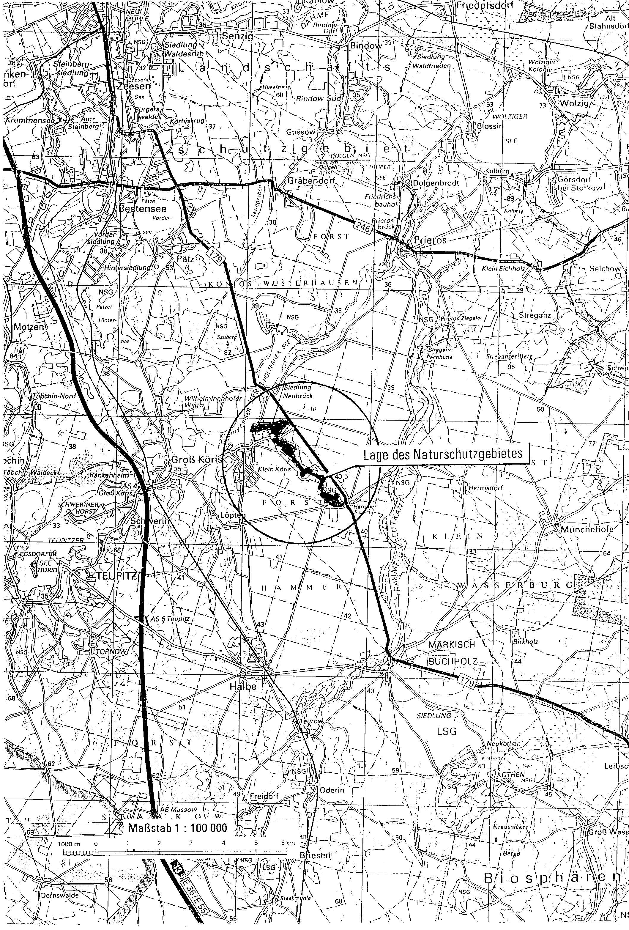 Kartenskizze zur Lage des Naturschutzgebietes "Stintgraben"