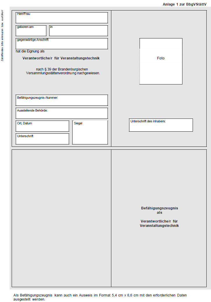 Anlage 1 zur BbgVStättV (Muster Befähigungszeugnis)