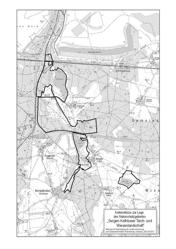 Das Naturschutzgebiet Sergen-Kathlower Teich- und Wiesenlandschaft hat eine Größe von rund 679 Hektar und liegt im Landkreis Spree-Neiße in Bereich der Gemeinden Neuhausen/Spree und Wiesengrund. Es umfasst Teile der Gemarkungen Kathlow, Sergen, Roggosen, Komptendorf, Gablenz, Trebendorf und Jethe.