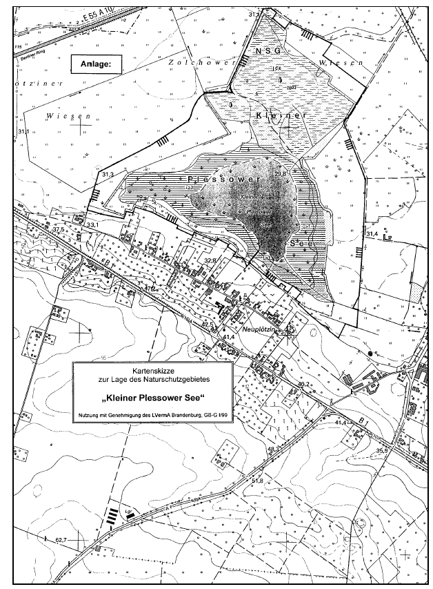 Kartenskizze zur Lage des Naturschutzgebietes "Kleiner Plessower See"