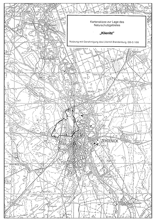 Kartenskizze zur Lage des Naturschutzgebietes "Klienitz" Kartenskizze zur Lage des Naturschutzgebietes "Klienitz"