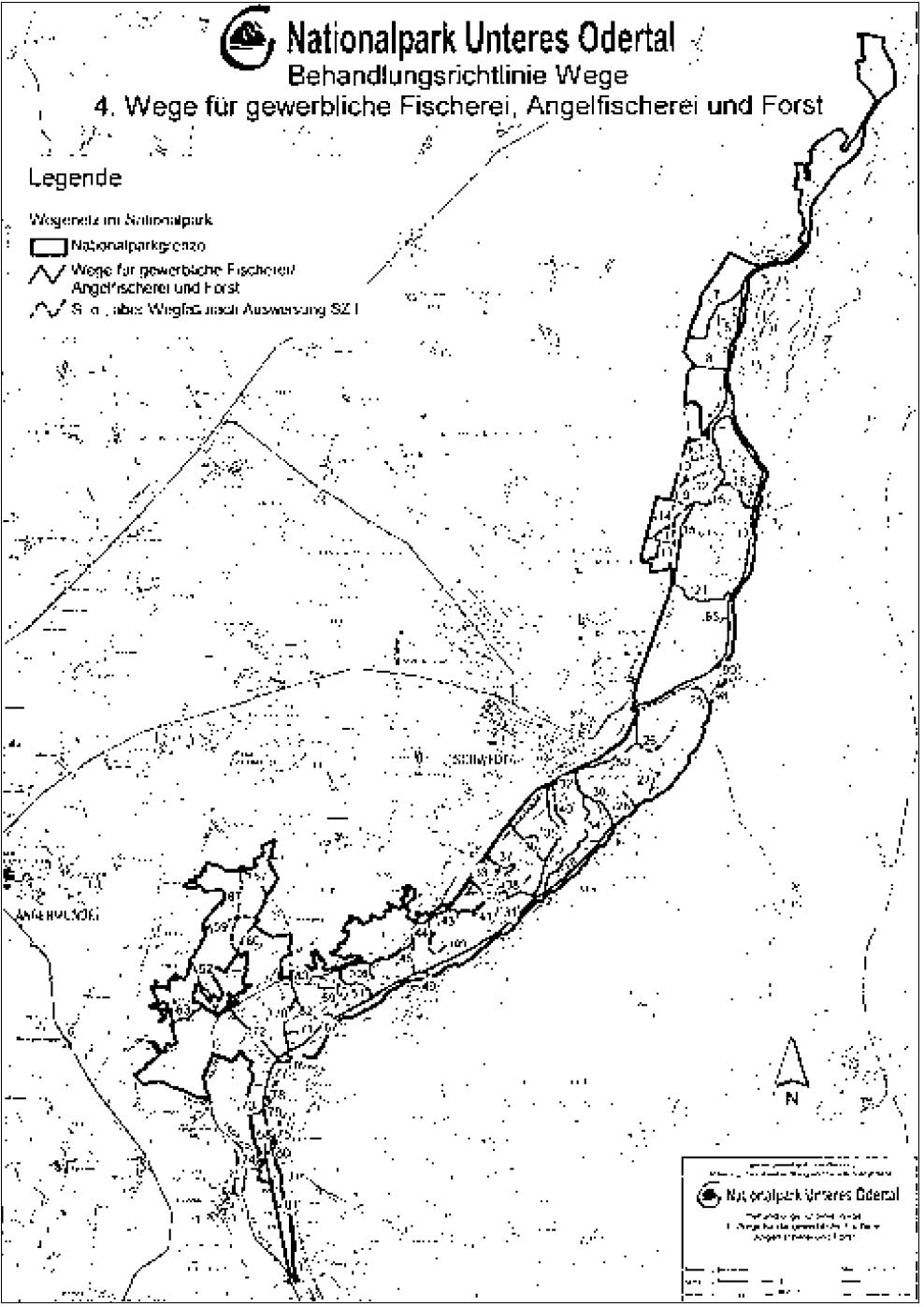 Karte: Wege für gewerbliche Fischerei, Angelfischerei und Forst