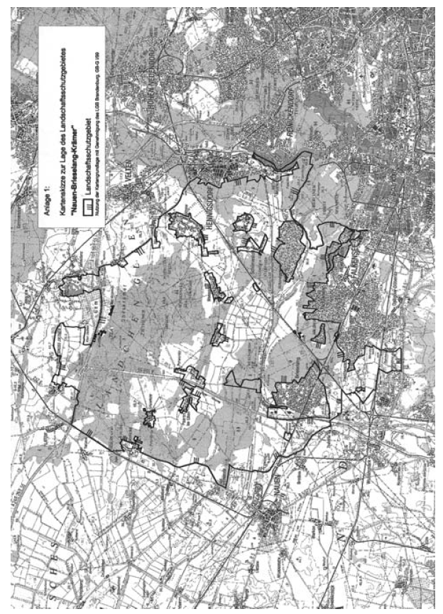 Anlage 1: Kartenskizze zur Lage des Landschaftsschutzgebietes "Nauen-Brieselang-Krämer"