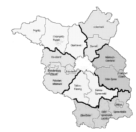 Verwaltungsregionen des Landes Brandenburg
