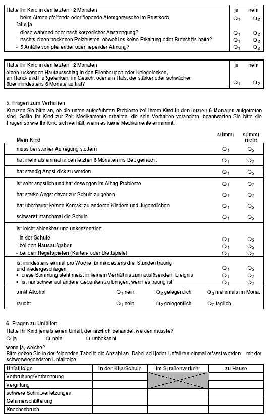 Anhang zu Artikel 1 Nr. 3, Anlage 4 zu § 3 Abs. 2 Satz 1 (Muster eines Angabebogens zur kinderärztlichen Untersuchung Ihres Kindes - 5./6. Klassen Vertraulich! (Nur für den Kinderarzt Ihres Gesundheitsamtes) - Seite 2