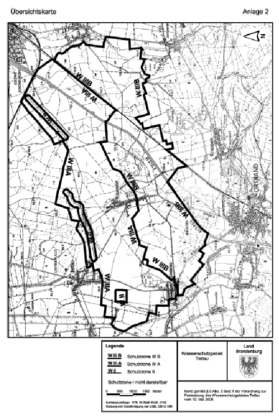Anlage 2: Übersichtskarte des Wasserschutzgebietes "Tettau"