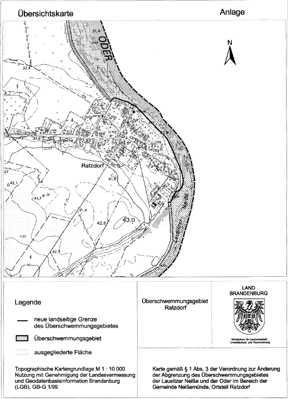 Anlage: Übersichtskarte des Überschwemmungsgebietes "Ratzdorf"