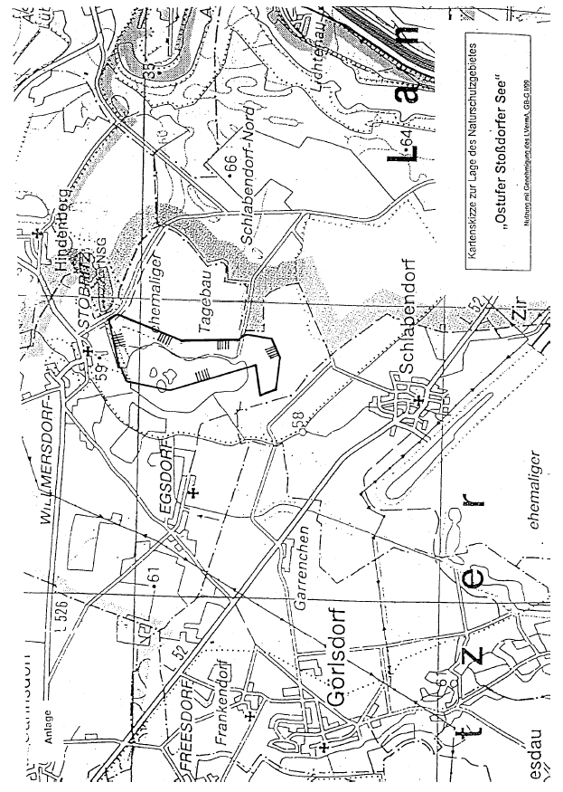 Kartenskizze zur Lage des Naturschutzgebietes "Ostufer Stoßdorfer See"