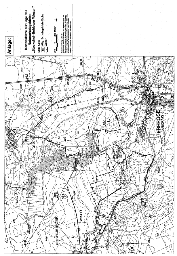 Kartenskizze zur Lage des Naturschutzgebietes "Stockshof-Behlower Wiesen"