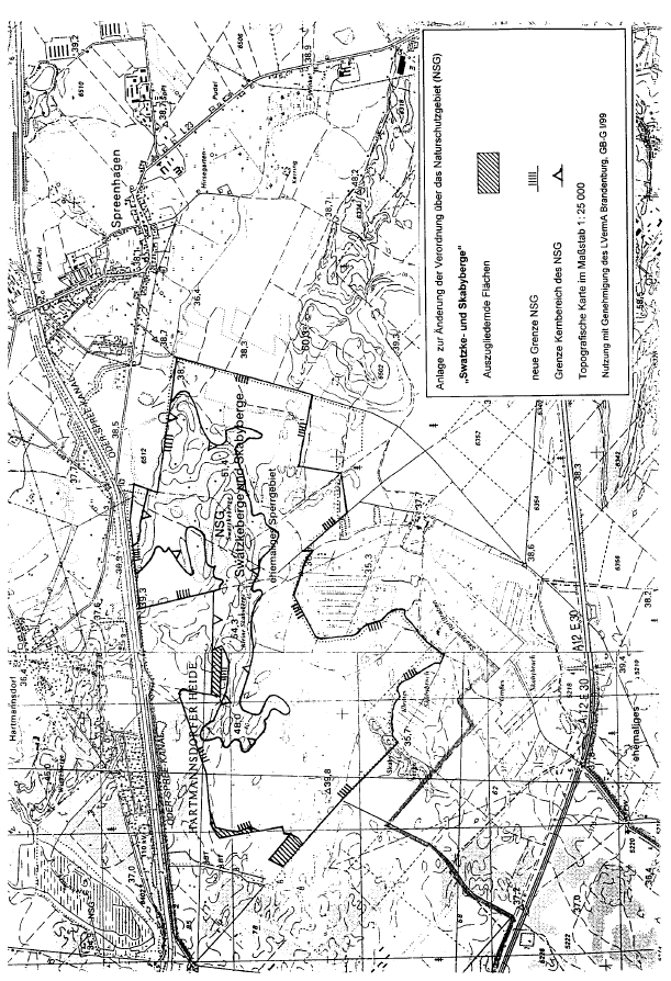 Anlage zur Änderung der Verordnung über das Naturschutzgebiet "Swatzke- und Skabyberge" - Karte 1 -
