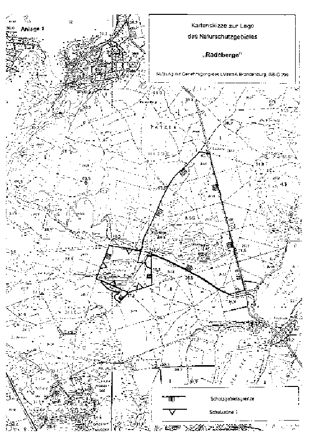 Kartenskizze zur Lage des Naturschutzgebietes "Radeberge"