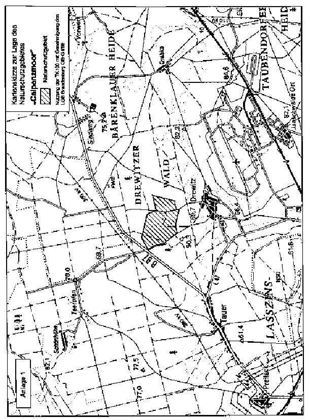 Kartenskizze zur Lage des Naturschutzgebietes "Calpenzmoor"