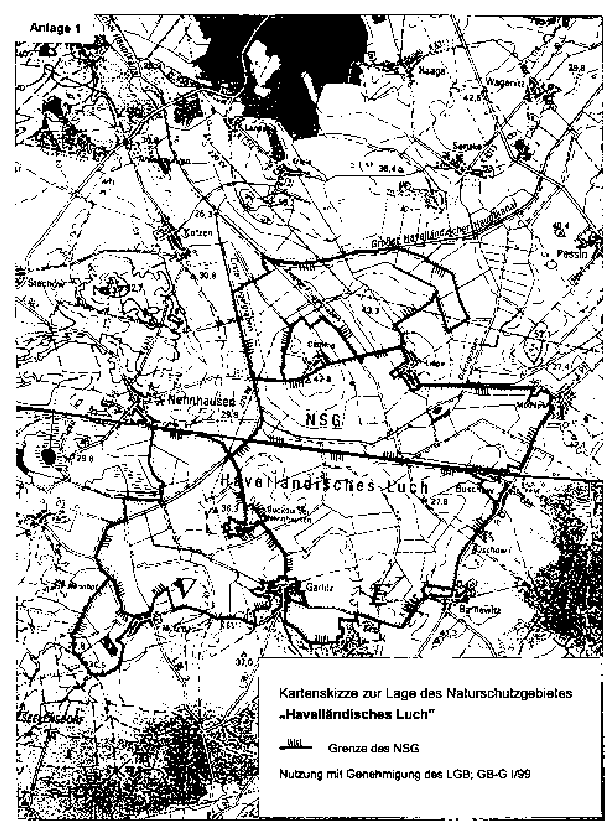 Kartenskizze zur Lage des Naturschutzgebietes "Havelländisches Luch"