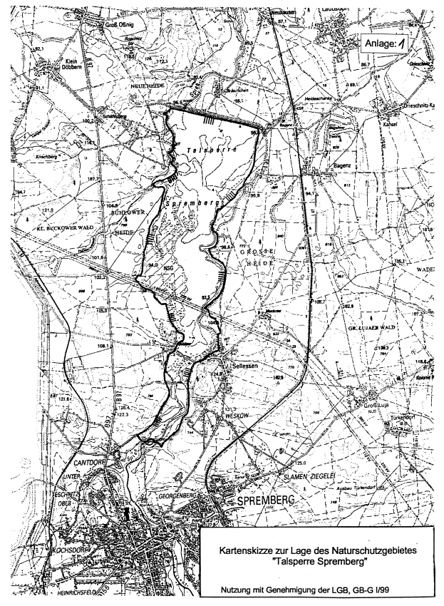 Kartenskizze zur Lage des Naturschutzgebietes "Talsperre Spremberg"