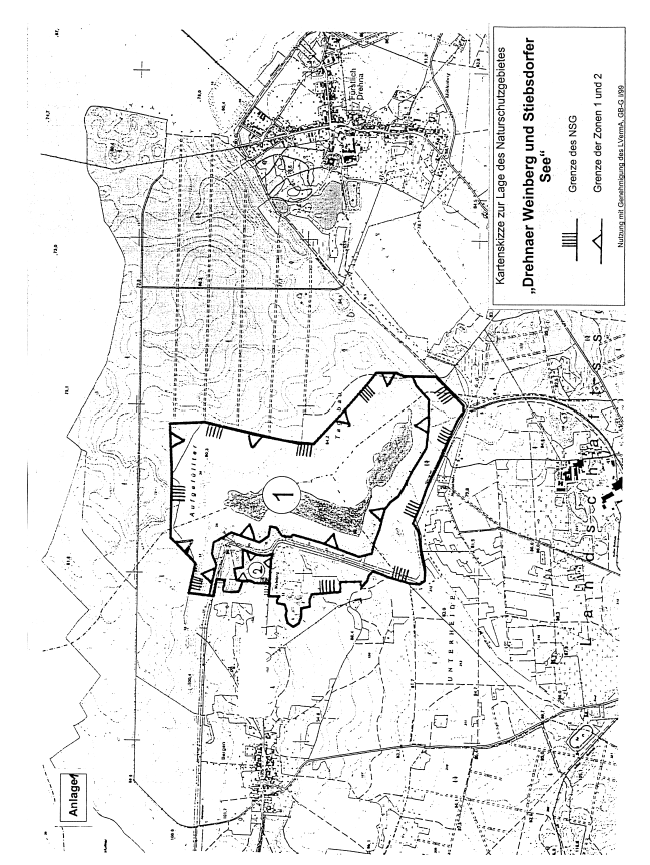 Kartenskizze zur Lage des Naturschutzgebietes "Drehnaer Weinberg und Stiebsdorfer See"