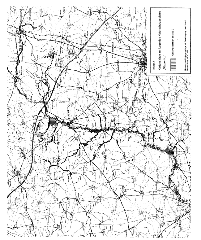Kartenskizze zur Lage des Naturschutzgebietes "Stepenitz"