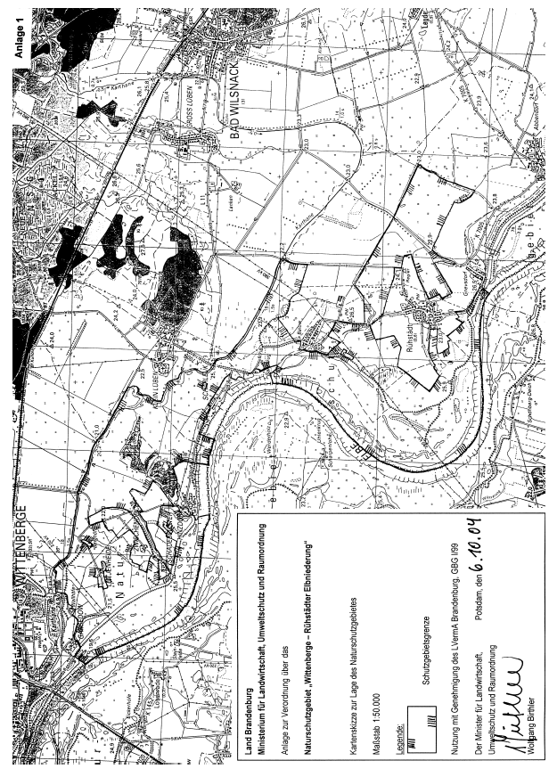Kartenskizze zur Lage des Naturschutzgebietes "Wittenberge-Rühstädter Elbniederung"