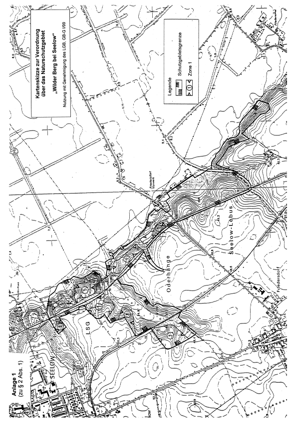 Kartenskizze zur Verordnung über das Naturschutzgebiet "Wilder Berg bei Seelow"