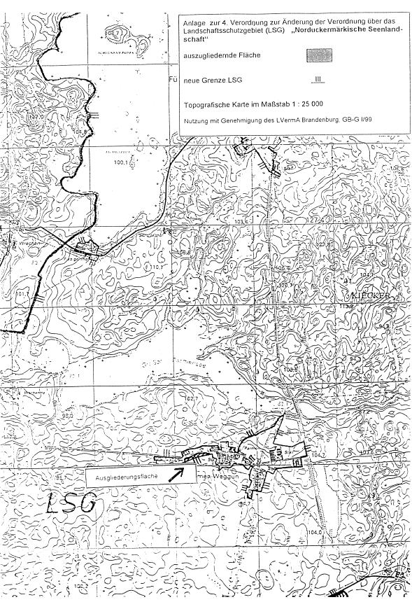 Topografische Karte der auszugliedernden Fläche Gemarkung Parmen