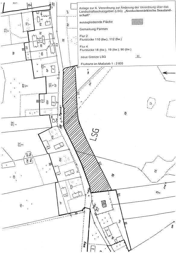 Fläche (Gemarkung Parmen; Flur 2, Flurstücke 110 - teilw. -, 112 - teilw. -; Flur 4, Flurstücke 18 - teilw. -, 19 - teilw. -, 96 - teilw. -)