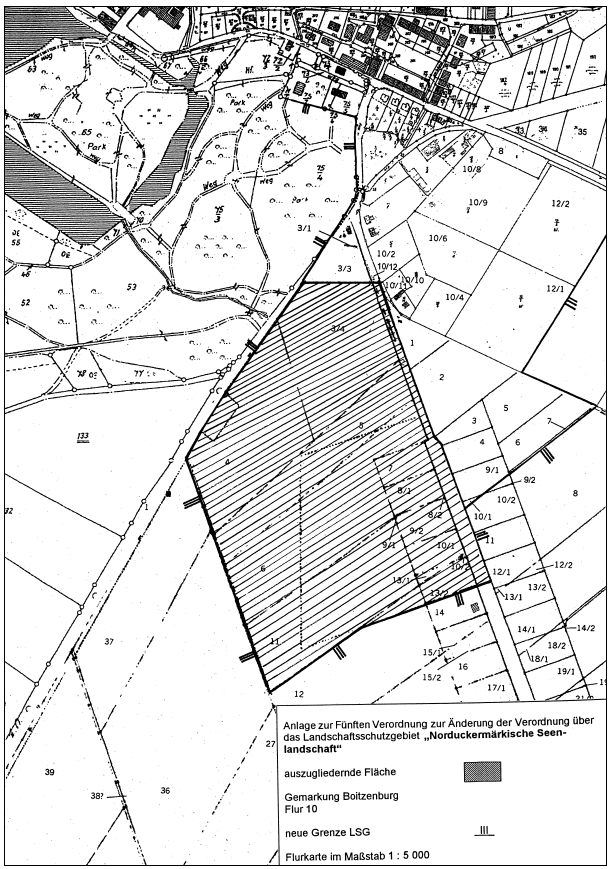 Kartenskizze der auszugliedernden Fläche (Gemarkung Boitzenburg; Flur 10)