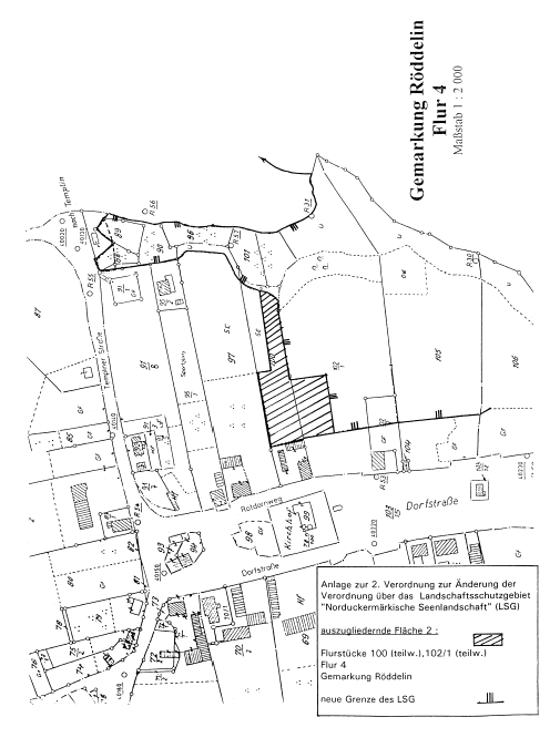 Kartenskizze der auszugliedernden Fläche 2 (Flurstücke 100 - teilw. -; 102/1- teilw. -; Flur 4 Gemarkung Röddelin)