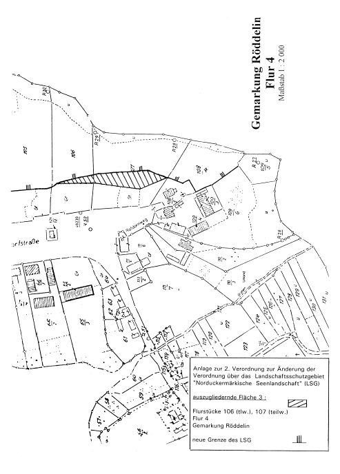 Kartenskizze der auszugliedernden Fläche 3 (Flurstücke 106 - teilw. -; 107- teilw. -; Flur 4 Gemarkung Röddelin)